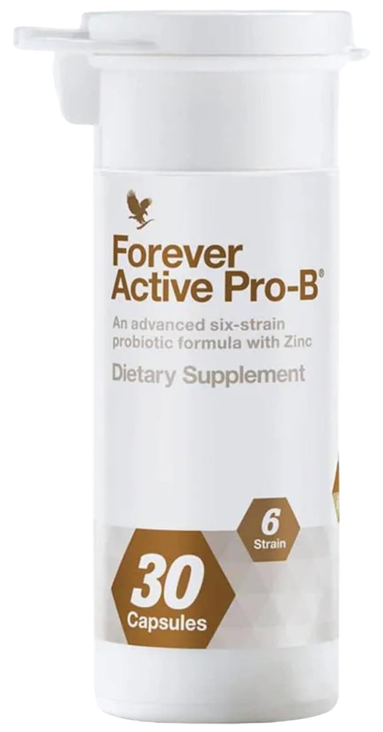 Forever Living - Active Pro-B - Avancerad probiotikum med 8 miljarder CFU och 6 synergistiska stammar - Soja och Glutenfri - 30 kapslar
