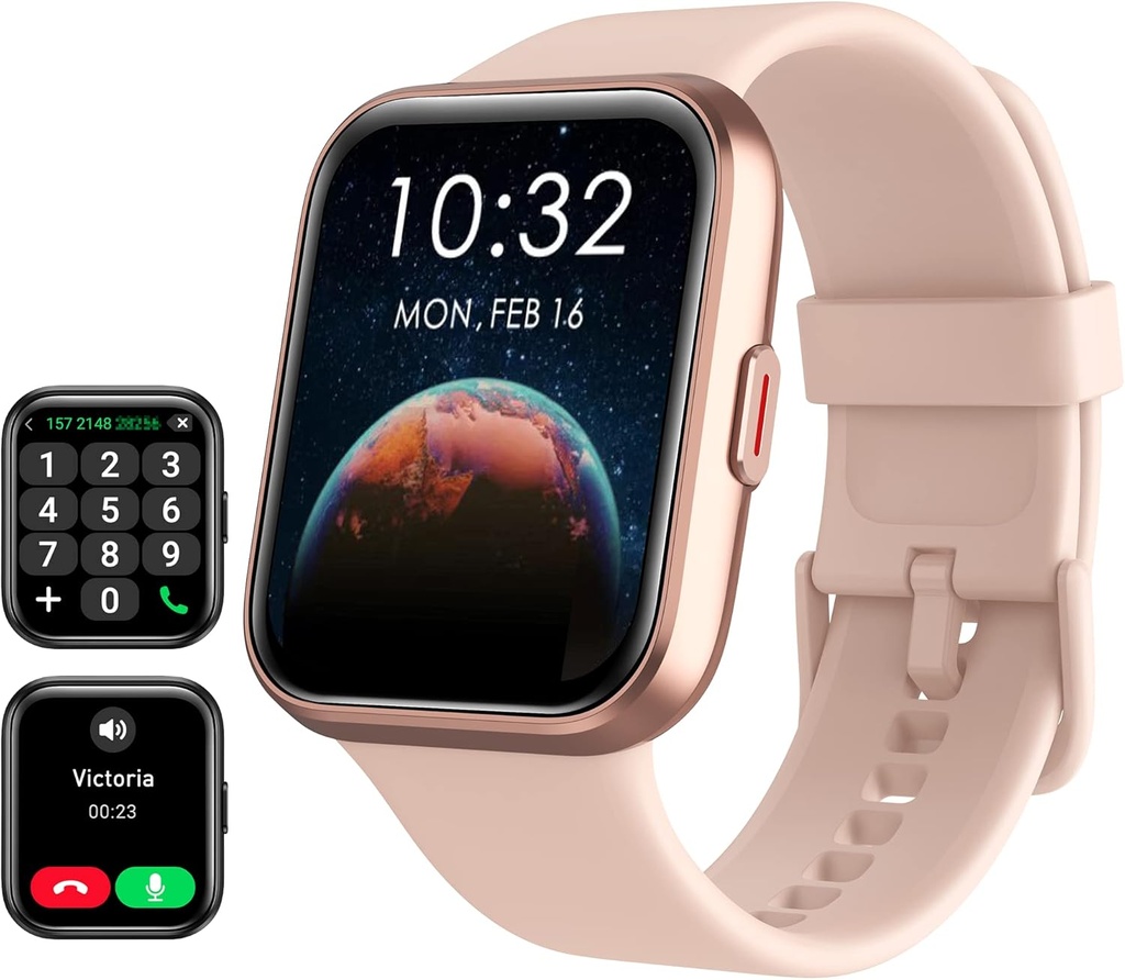 Smart Watch for Women Android & iPhone, Alexa Built-in, 1.8" Touch Screen Fitness Tracker med svar/Make Calls, IP68 Waterproof Heart Rate/Sleep/SpO2 Monitor, Pedometer, 100+ Sport Modes