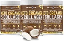 Collagen Keto Coffee Creamer Powder 12.22 oz, Pack of 3, Hydrolyzed Collagen Peptides med Coconut MCT Olja, magnesium, osmakad proteinpulver, sockerfri kaffekräm för smoothies