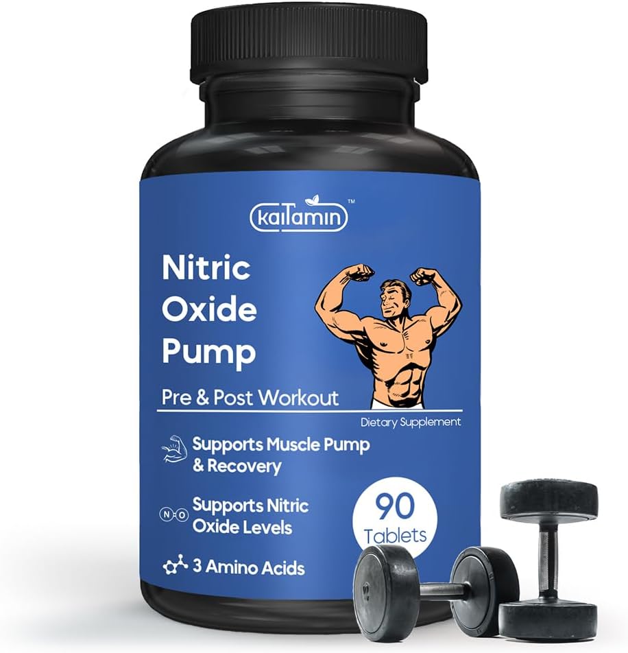 Nitric Oxide Supplement Pre Workout Supplement för Män | Muskeltillväxt | Arginin Glutamin & Ornithine - 90 Vegan, icke-GMO piller som stöder manlig hälsa