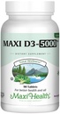 Maxi Health Vitamin D3 5000 IE (125 mcg) - Hög dos vitamin D 5000 IE - Hälsosamma ben, tänder, immunstöd - Kosher Pure High Potency Vit D3 (90 tabletter)