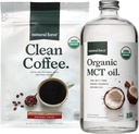 Natural Force Organic Clean Coffee + Organic MCT Oil Bundle - 100% Pure Coconut MCTs & Mold & Mycotoxin Free Coffee - Non-GMO, Keto, Paleo och Vegan - 12 Oz Bag och 32 Oz Glas flaska