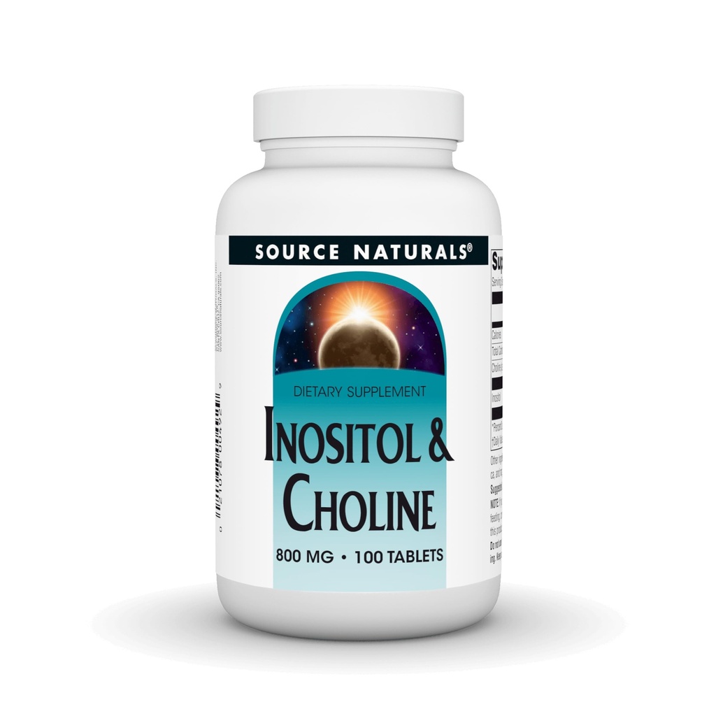 Källa Naturals Inositol & Choline 800 mg Stöder Hälsosam nervfunktion - 100 tabletter