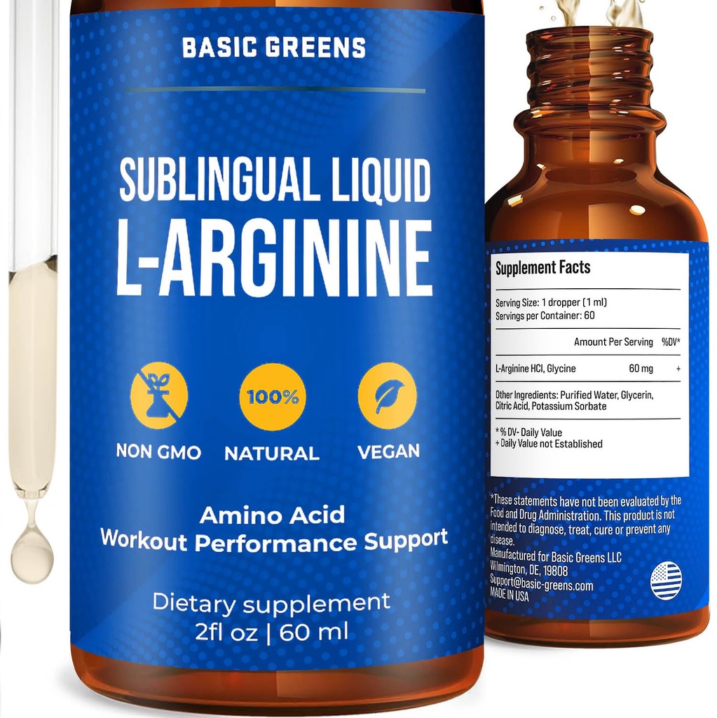L Arginine Liquid - L-Arginine Supplement för män och kvinnor med kväveoxidprekursor, L Arginine Supplement