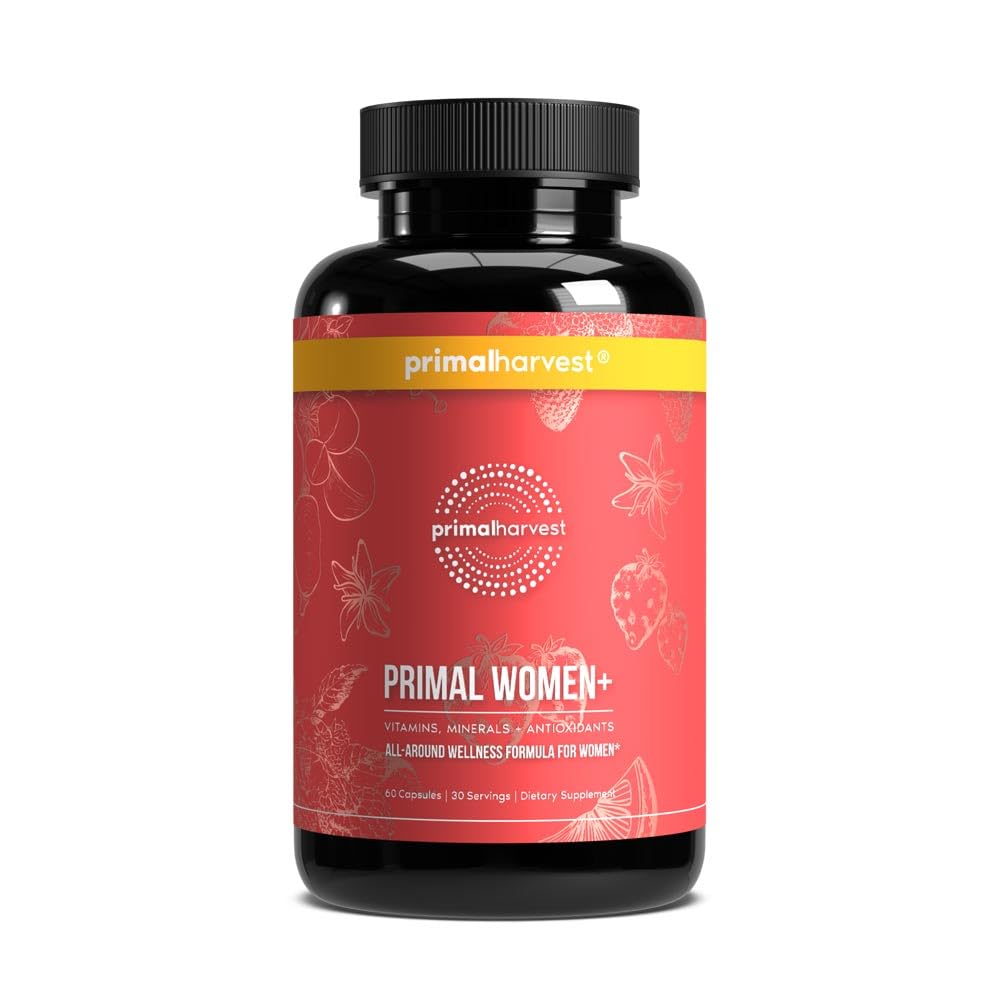 Primal Harvest Women+, Kvinnans multivitamin vitamin A, vitamin C, vitamin D och E, vitamin B12, B6, Biotin, Zink Supplements,1 Pack 60 Capsules