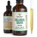 Colloidal Silver Liquid 20 PPM - 4 Fl OZ (Plata Coloidal med Dropper) 99,9% Pure, Gluten Free, Non-GMO av Double Wood Supplements