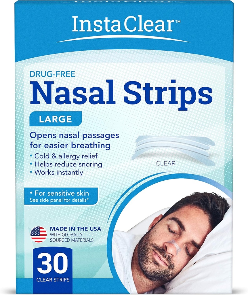 Nasal Breathing Strips, Clear Large 30 ct | Arbetar direkt, Nasal Congestion Relief, slutar snarka, kall och allergi