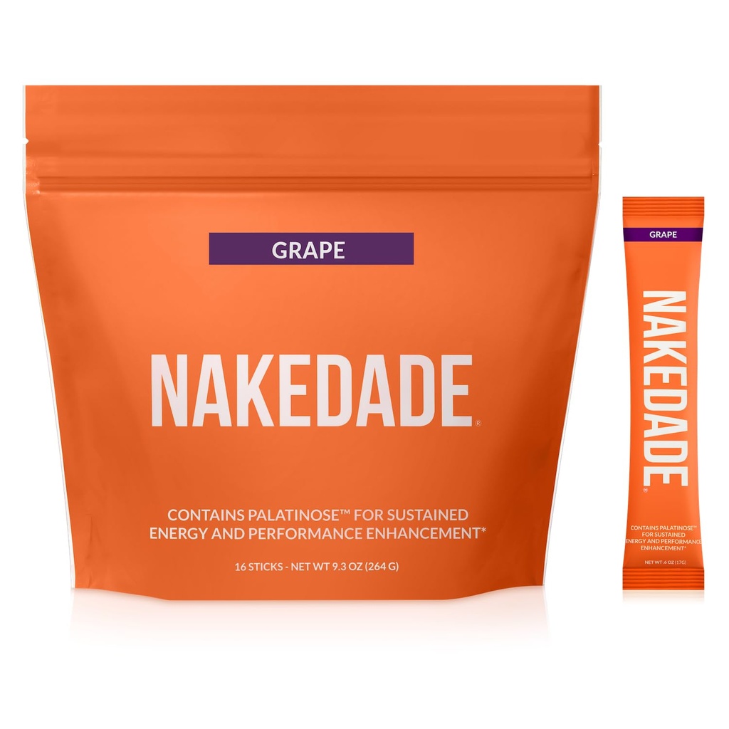 Nakedade Grape – Performance Enhancing Sports Drink Powder - Electrolyte Powder – No GMOs or Artificial Sweeteners, Gluten-Free, Soy-Free, Dairy-Free – 16 Sticks