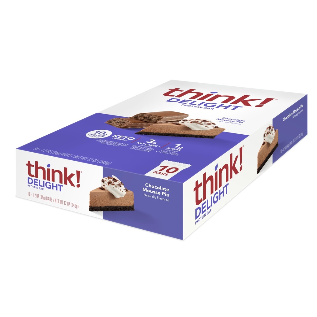 Tänk! Delight, Keto Protein Bars, Healthy Low Carb, Gluten Free Snack - Chocolate Mousse Pie, 10 Count (Packaging May Vary)