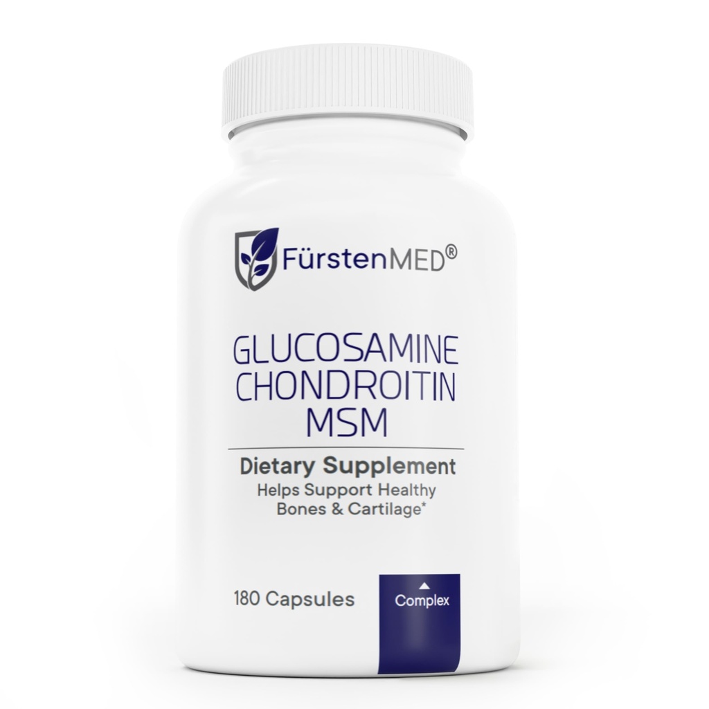 FürstenMED Glukosamin Chondroitin MSM Supplement - Chondroitin & Glukosamin Nutritional Supplements for Bones & Normal Cartilage Health - Stöd Normal Joint Health med vitamin C - 180 kapslar