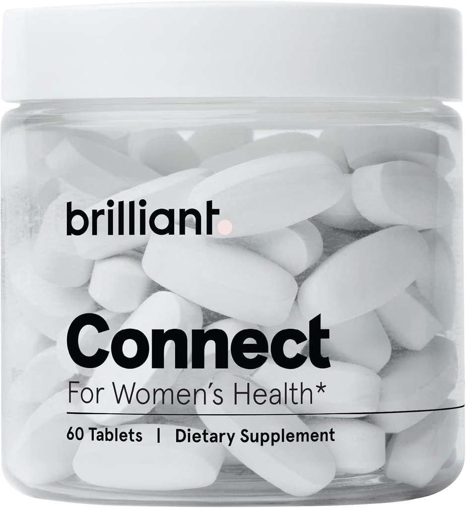 Brilliant Connect Period Health Supplement - Främjar lättnad från kramper, trötthet, oregelbundna perioder, Hormonal Acne, Hot Flashes och mer * - Natural Hormone Balance Support * (60 tabletter)
