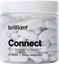 Brilliant Connect Period Health Supplement - Främjar lättnad från kramper, trötthet, oregelbundna perioder, Hormonal Acne, Hot Flashes och mer * - Natural Hormone Balance Support * (60 tabletter)