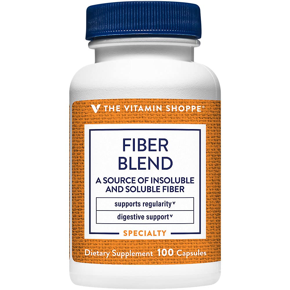 Vitamin Shoppe Fiber Blend, en naturlig källa av olöslig och löslig fiber, stöder Digestive Health & Regularity (100 kapslar)