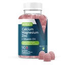 Viteey Calcium Magnesium Zink Gummies med vitamin D3 - Stöder Bone Health, Nerve & Immune Function - Calcium Magnesium Zink D3 för vuxna och tonåringar - GMO Free - Chewable Raspberry Flavored Gummy