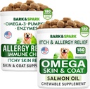 Allergy Relief + Omega 3 för hundar Bundle - Anti-Itch Skin & Coat + Skin Allergy - Omega 3 Fish Oil + EPA & DHA Fatty Acid - Itching & Paw Licking + Joint Health - 360 Chews - Made in USA