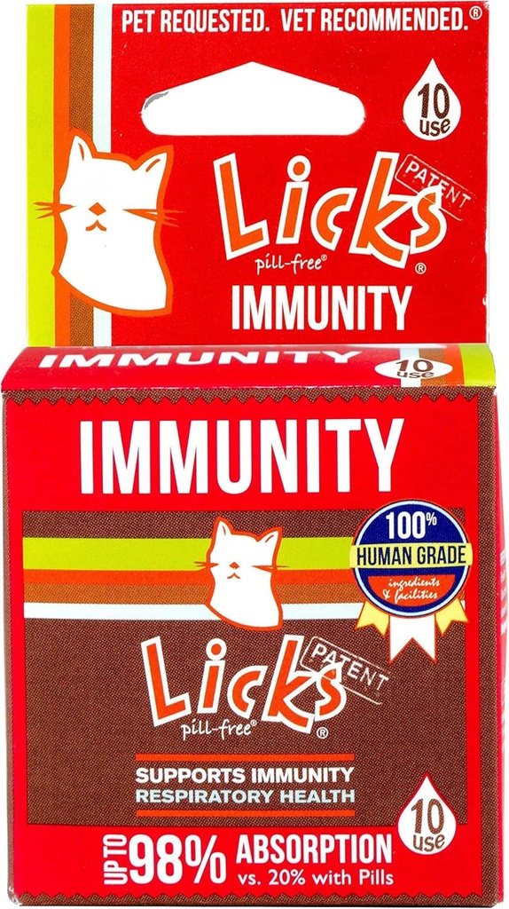 Licks Pill-Free Cat Immunity - Immune Support Cat Supplies - Respiratory Supplements - Health Supplies - Gel Packets - 10 Användning