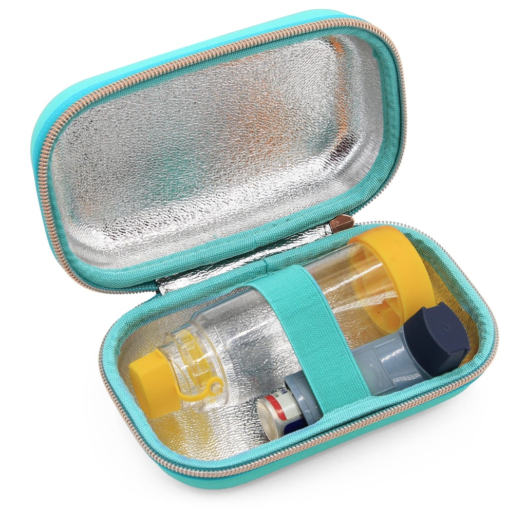 CASEMATIX Asthma Inhaler Case Fits Inhaler Spacer för vuxna, masker, Inhaler Holder och mer - Compact Size Fits 6.25 " Maximum, Inkluderar ASTHMA CASE ENDAST