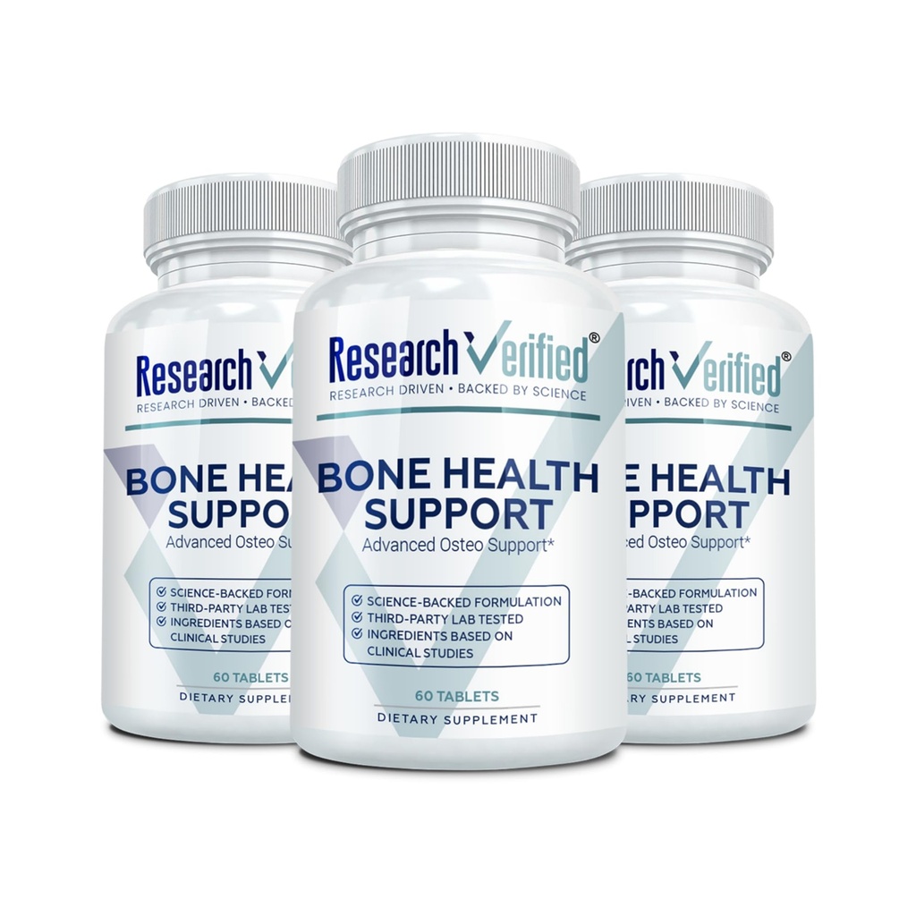 Forskning Verified Bone Health Support - Rebuild Bone Mass - Triple Calcium Complex, Vitamin D3, Vitamin K2, Soy Isoflavones, BioPerine - 180 tabletter - 3 månaders leverans