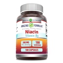 Fantastiska formler Niacin Supplement | 500 Mg Per Servering | 180 kapslar | Icke-GMO | Glutenfri | Tillverkad i USA