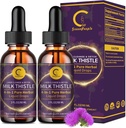 (2 Pack) Milk Thistle Liquid Drops for Liver Cleanse Detox & Repair, Milk Thistle Supplement med Dandelion Root, Artichoke & Turmeric för Liver Support och Immune Health, Vegan, Non-GMO, 4 FL OZ
