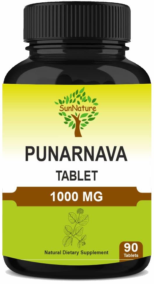 Punarnava tabletter 90 tabletter, 1000 mg | 45 dagars leverans | Herbal tabletter | Herbal kosttillskott | Vegan | Boerhaavia diffusa | från Indien