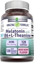 Fantastiska formler Melatonin med vitamin B6 + L-Theanine Supplement | 30 Mg Per Servering | Mixed Berry Flavor | 120 tabletter | Non-GMO | Gluten Free | Made in USA