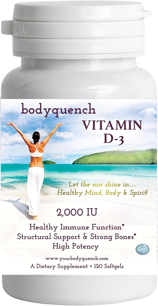 Vitamin D-3 - Hög styrka - främjar hälsosam immunfunktion, strukturellt stöd och starka ben, 2000 IE per portion - 120 Softgels