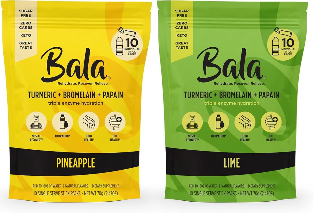 BALA Powder Packets, Sugar Free, Hydration Mix för Gut Health, naturliga smaker, 20 Pack Bundle