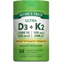 Naturens Sanning Vitamin K2 MK7 Komplex | 100 mcg | 50 Softgels | med D3 | Non-GMO & Gluten fri tillägg