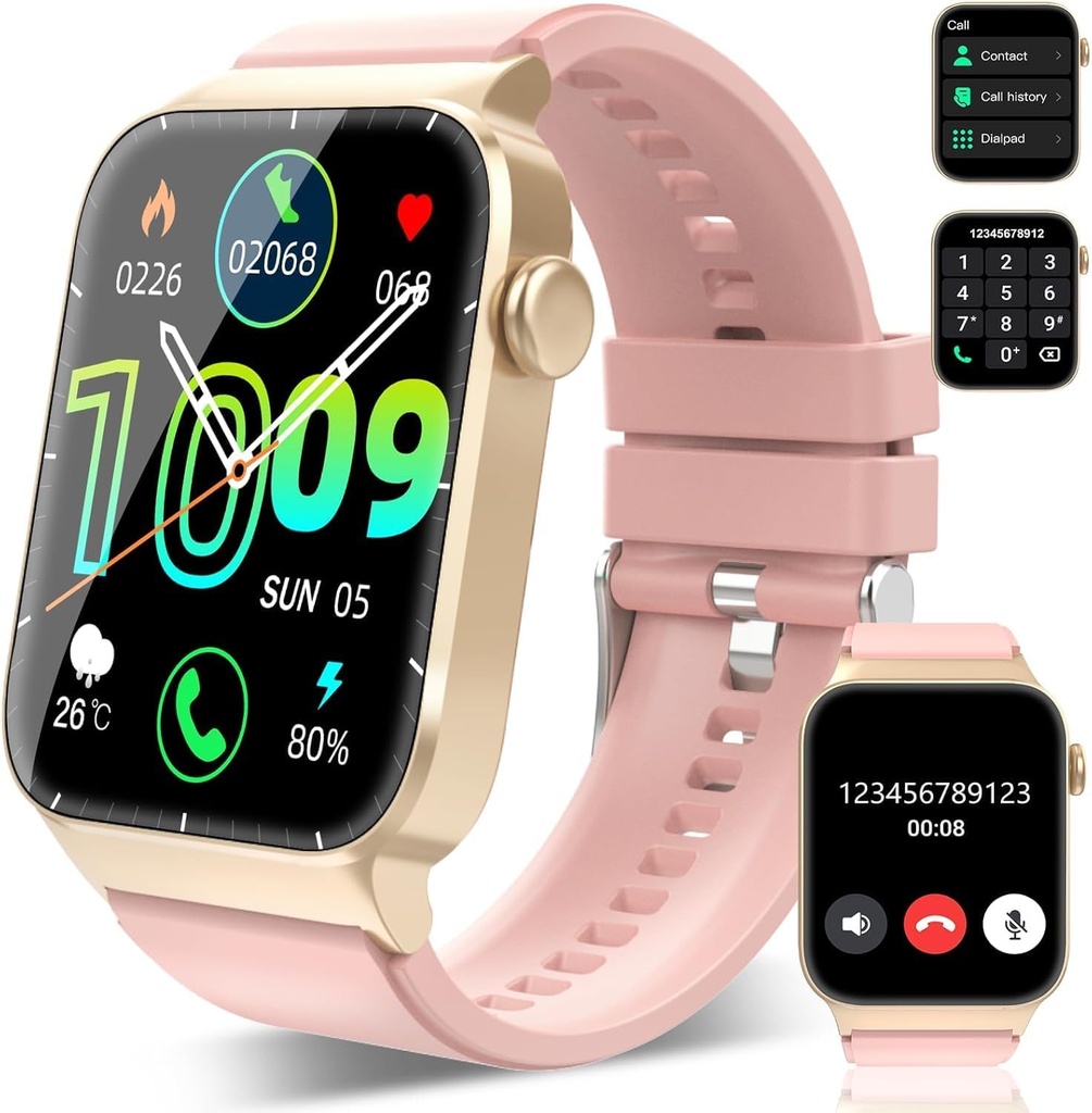 Smart Watch for Men Women (Answer/Make Calls), 1.85" HD Smartwatch, Fitness Watch med 112 Sports Modes, Heart Rate Sleep Monitor/Step Counter, IP68 Waterproof Fitness Tracker för Android, Deep Pink