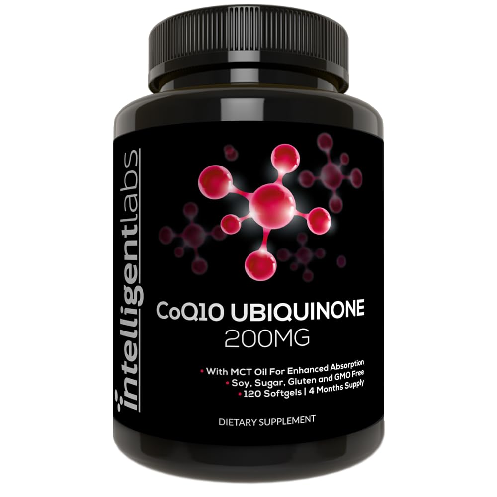 Intelligent Labs CoQ10 Ubiquinone 200mg Softgels | Coenzyme Q10 med MCT Oil för Max Absorption | Soja, Sugar, Gluten och GMO-Free | 120 portioner | 120 dagar Supply