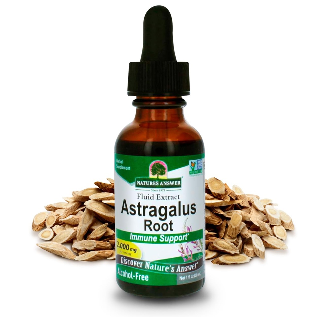 Naturens svar Astragalus Root Alcohol Free Herbal Supplement 1 Ounce ( 2 Pack) | Immune Support | Främjar kardiovaskulär hälsa | Naturlig stress Reliever
