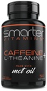 SmarterVitamins 200mg koffeinpiller - MCT Olja från 100% kokosnötter + 100mg L-Theanin, energi och fokus, utökad frisättning kapsel, 50 flytande mjukglar