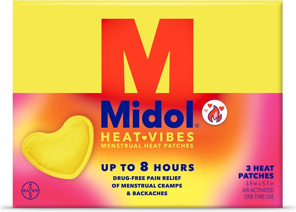 Midol Heat Vibes Menstrual Pain Relief Patches, för Period Cramp och Backache Relief, Pack of 3