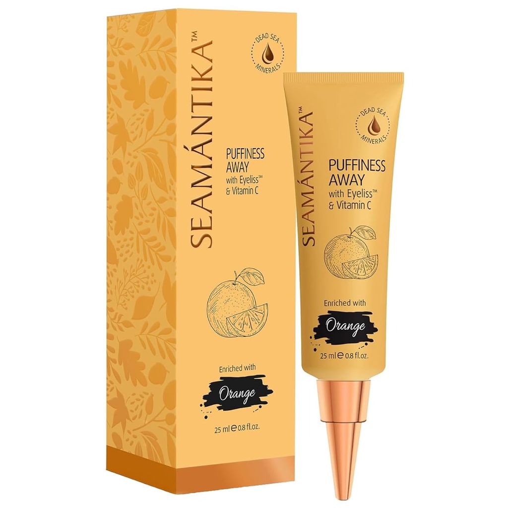 SEAMANTIKA PUFFINESS AWAY Eye Cream 0.8 fl.oz - Instant Eye Bag Remover Puffiness med Eyeliss; Vitamin C, Under Eye Puffiness Reducer Instant Results, Temporary Reduction of Wrinkles & Dark Circles