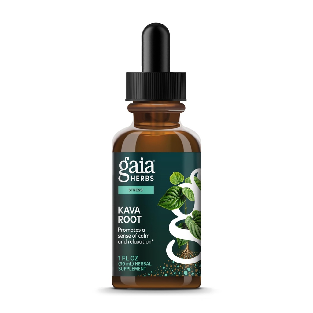Gaia Herbs Kava Root Extra Strength - Hjälper till att upprätthålla en känsla av naturlig lugn, avkoppling, * och känslomässig Wellness Under tider av stress - Tillverkad med ädla Kava Cultivars - 1 Fl Oz (20-dag Supply)