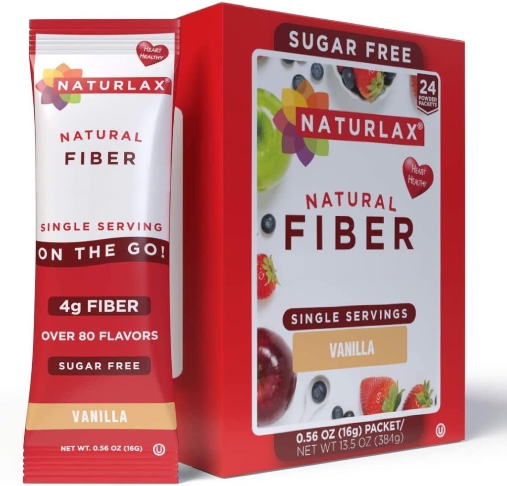 Sugar-Free Vanilla smaksatt Psyllium Husk, 24 fiberpaket