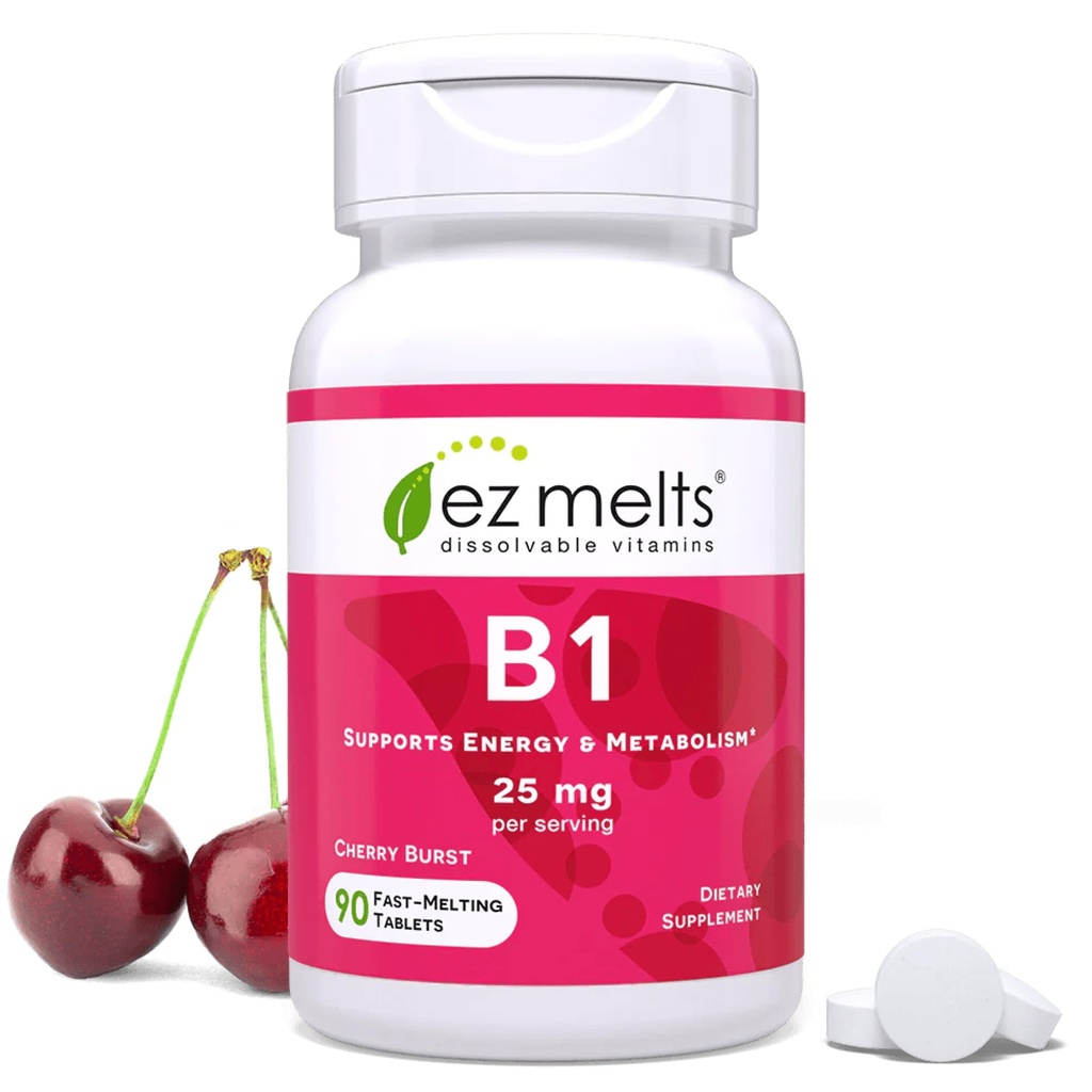 EZ smälter upplösbar vitamin B1 25 mg, sockerfri, 45-dagars leverans - 1 Pack