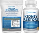 Njuråterställning Organic Sodium Bicarbonate Alkaline Supplement 1LB Cleanse 60 Caps Bundle - Stöder Njurhälsa, Neutraliserar magsyra, Alkaline Superfoods, Immune Support, Antacid & Vitamins f
