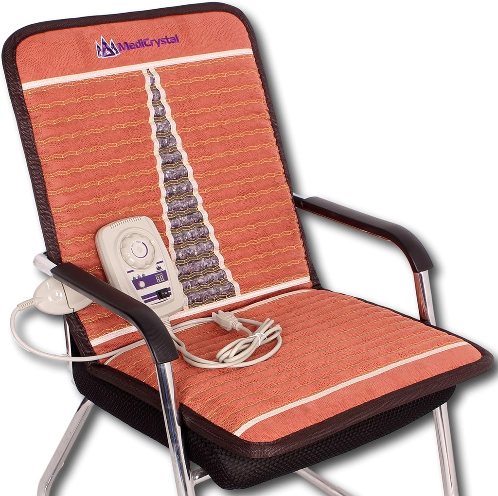 MediCrystal Far Infrared Chair Mat - 40 "L x 20"W - Natural Amethyst - FIR Värme 86-158 ° F (30-70 ° C) - Negativ Ion - Original Tillverkare - Hot Stone Pad