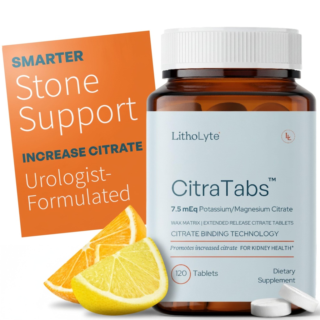 CitraTabs® 7,5 mEq | Extended-Release Citrate Tablets | Kidney Health Protector | Science-Backed Support Beyond Cleanse, Detox eller Stone Dissolver Supplements | 120 tabletter