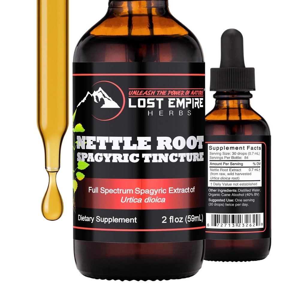 Lost Empire Herbs Nettle Root Extract Spagyric Tincture (2 fl oz) - Wild Harvested från Supplement for Men, Urinary Function, BPH, Hair Loss - 3rd Party Lab Tested
