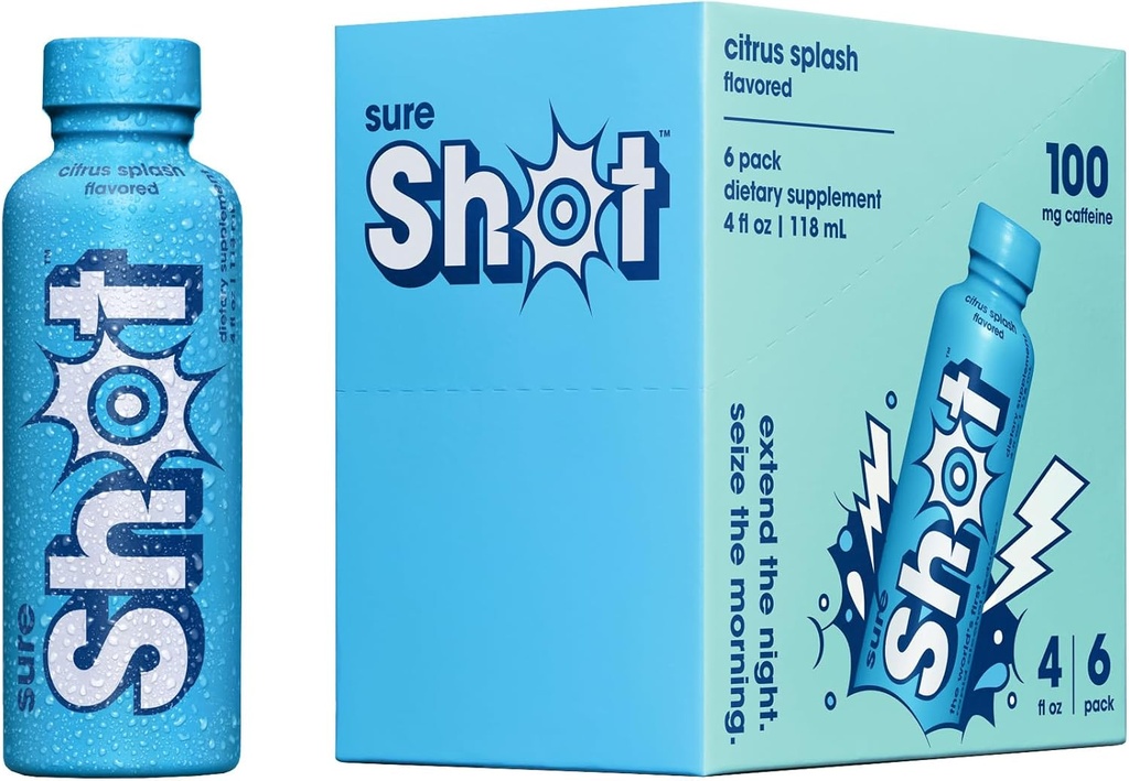 Sure Shot Recovery Drink, Citrus Splash (6 Pack) - Känn bättre efter att ha druckit, vakna upp uppdaterad - Premium Hydration Beverage med Electrolytes & Vitaminer för Liver & Gut Support, Energy & Focus, 4 Oz