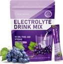 Electrolytes Powder Packets - Sugar Free, Naturligt smaksatt, 10 Electrolyte & Vitamins Electrolyte Drink Mix - Grape Flavors, Keto Friendly, Vegan, Non-GMO, 18 Packets