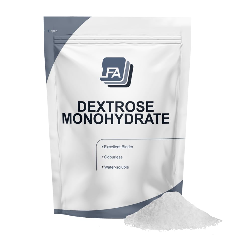 Dextrose Monohydratpulver - 1 kg (2,2 lb) - Food Grade Sweetener - Post Workout Supplement Ingredient - Tablet Press Machine Excipient Sugar