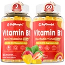 Vitamin B1 Gummies | Benfotiamine 500mg med vitamin B6 B9 B12 & Magnesium för Nerve Health, Energy & Metabolism Support | Sugar Free, Non GMO, Vegan, 120 grejer