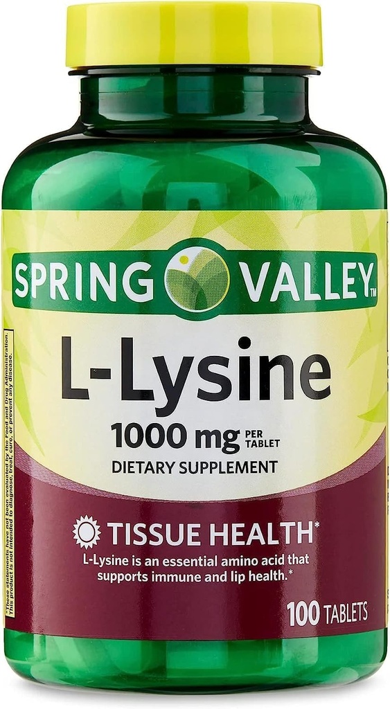 SPEC Lysine Amino Acid Supplements, 1 Tablet Per Serving, Spring Valley L-Lysine stöder ett hälsosamt immunsystem * 100 Count