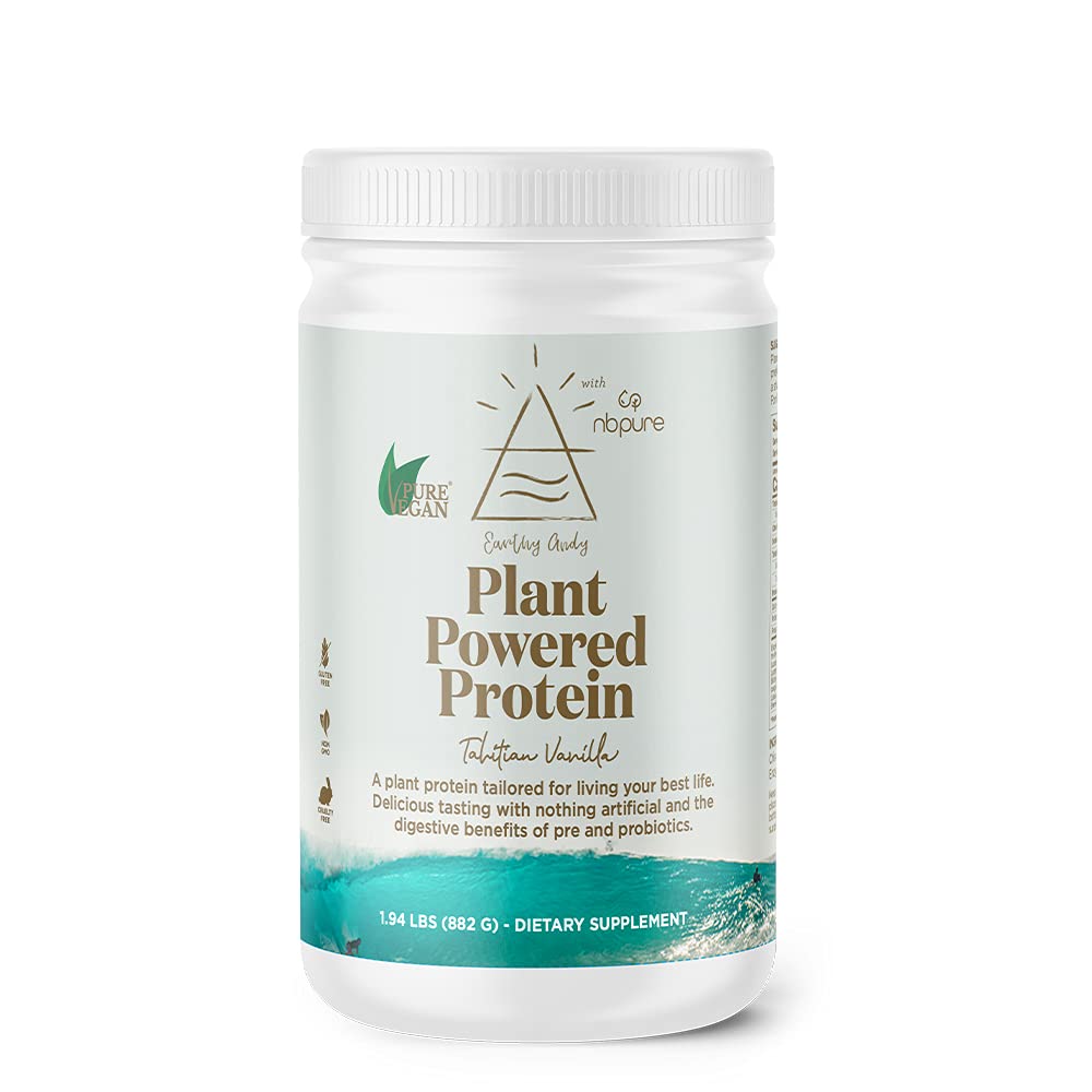 nbpure Earthy Andy Plant Powered Protein, Gluten-Free, Non-GMO, Cruelty Free Pea Protein Powder, Vanilla, 30 portioner