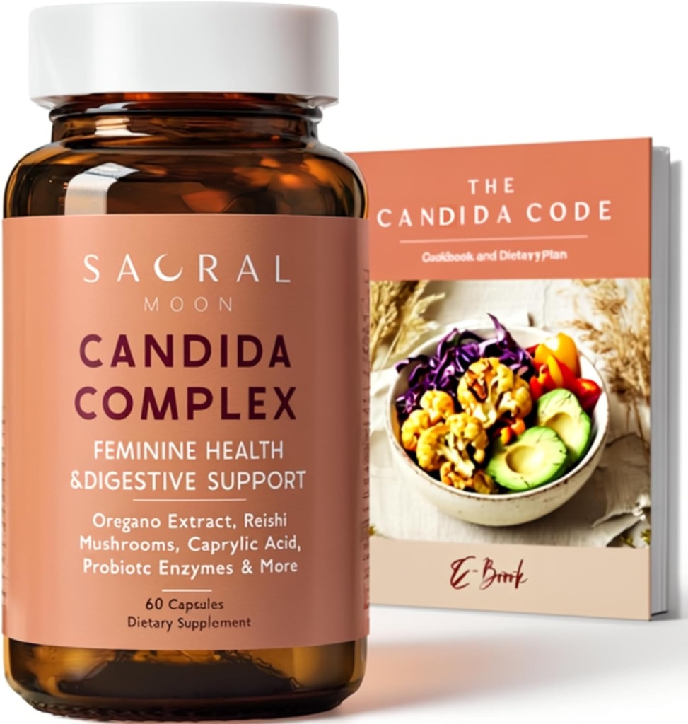 Candida Cleanse för kvinnor - Gut & Feminine Balance med Oregano Oil, Caprylic, Probiotics, Reishi, Aloe & Black Walnut - Kan hjälpa till att stödja Digestive Comfort, Clarity, Clear Skin & Vaginal pH