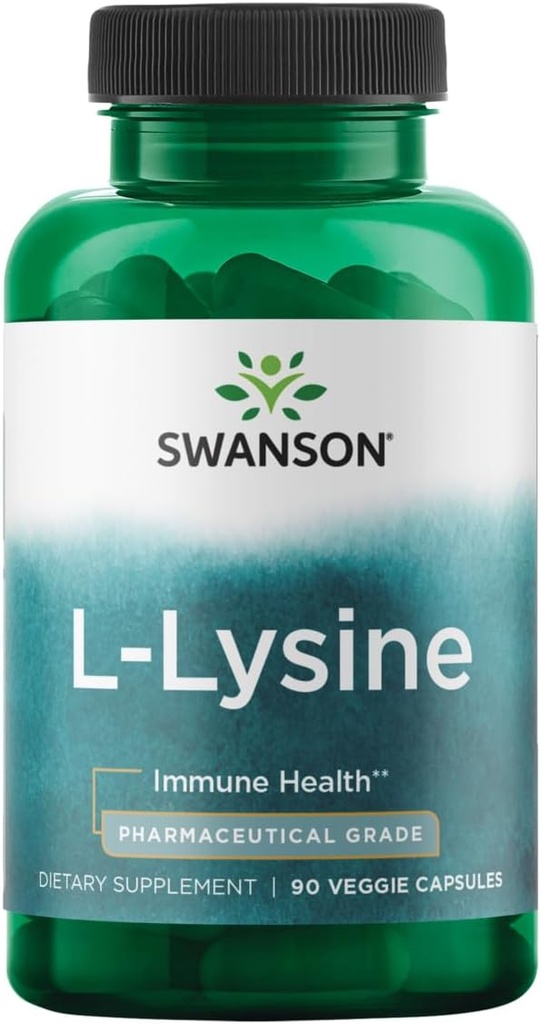 Swanson Amino Acid Ajipure L-Lysine Pharmaceutical Grade 500 Milligram 90 Veg Capsules